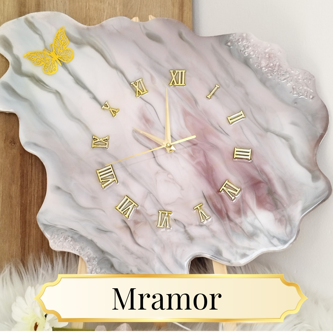 Hodiny z pryskyřice, kolekce Mramor Křížová Art
